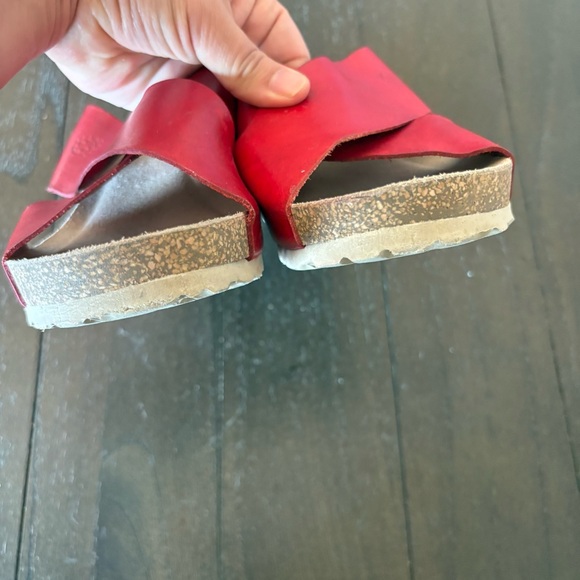 Yokono Red Leather Cork Wedges Crisscross Sandals Size 9 - Picture 7 of 13